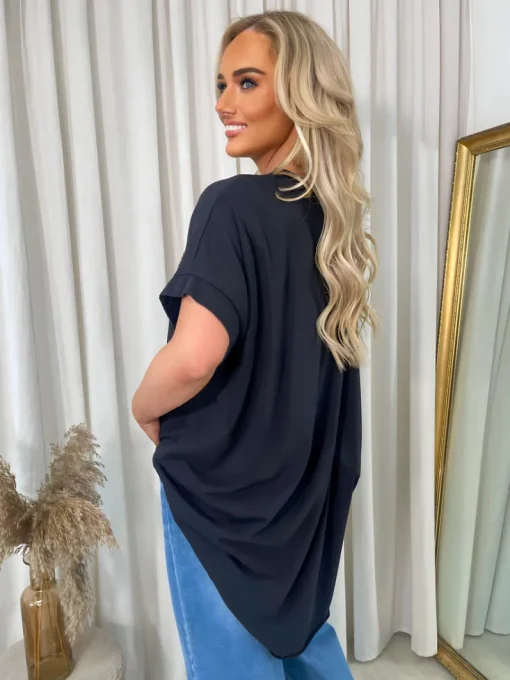 Black Allison Sequin Bow Detail Oversized Top<IKRUSH Outlet