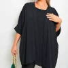 Black Amanda Open Front Folded Sleeve Cardigan<IKRUSH Clearance