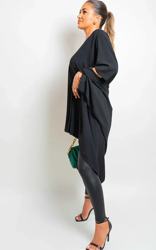 Black Amanda Open Front Folded Sleeve Cardigan<IKRUSH Clearance