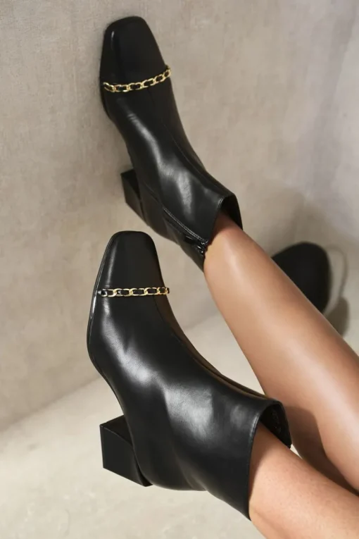 Black Astrid Two Tone Side Zip Block Heel Ankle Boots<IKRUSH Sale