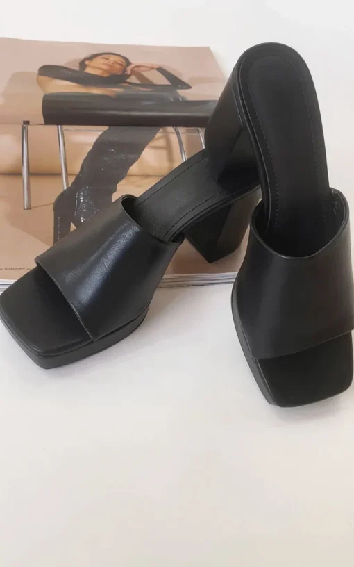 Black Callie Block High Heels<IKRUSH Hot