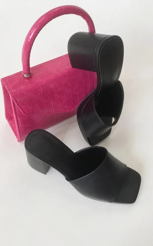 Black Callie Block High Heels<IKRUSH Hot