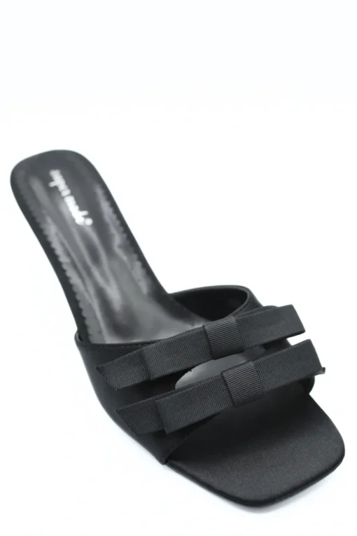 Black Camila Open Toe Bow Detail High Heels<IKRUSH Discount