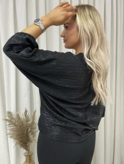 Black Christy Metallic Tie Front Top<IKRUSH Discount