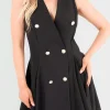 Black Elisse Button Front Detail Mini Dress<IKRUSH Outlet
