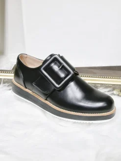 Black Ella Fashion Flat Shoes<IKRUSH New