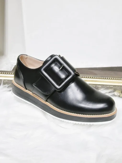 Black Ella Fashion Flat Shoes<IKRUSH New