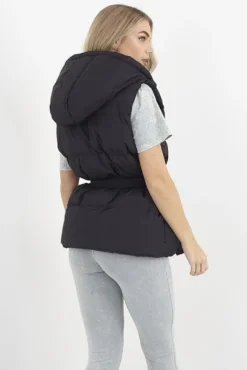 Black Emma Belted Padded Jacket<IKRUSH Best