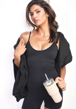 Black Imelda Strappy Fitted Bodysuit<IKRUSH Clearance