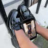 Black Janelle Bow Detail Flatform Slip On Loafer Shoes<IKRUSH Online