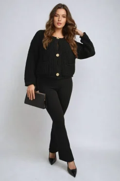 Black Jessica High Waisted Flare Leg Trouser<IKRUSH Outlet