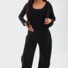 Black Jovie Drawstring Elastic Wide Leg Jogger<IKRUSH Hot