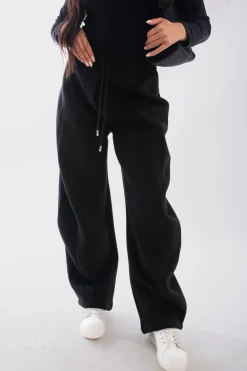 Black Jovie Drawstring Elastic Wide Leg Jogger<IKRUSH Hot