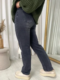 Black Kathryn Straight Leg High Waist Jeans<IKRUSH New