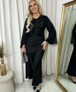 Black Leah Bell Long Sleeve Maxi Dress<IKRUSH Outlet