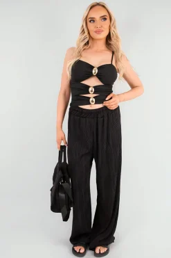 Black Madelyn Cut Out Sleeveless Bodysuit<IKRUSH Clearance