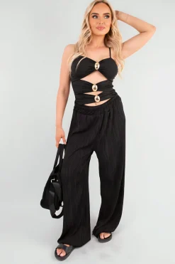 Black Madelyn Cut Out Sleeveless Bodysuit<IKRUSH Clearance