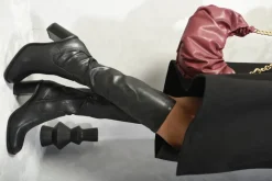 Black Madison Block Heel Knee High Boots<IKRUSH Discount