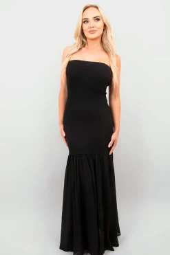 Black Martha Strapless Tulle Bottom Maxi Dress<IKRUSH Discount