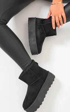 Black Martha Thick Heel Platform Boots<IKRUSH Fashion