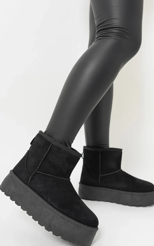 Black Martha Thick Heel Platform Boots<IKRUSH Fashion