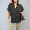 Black Nellie V-Neck Twist Front Top<IKRUSH Online