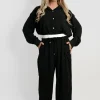 Black Nina Button Down Embellished Long Sleeve Top<IKRUSH Hot