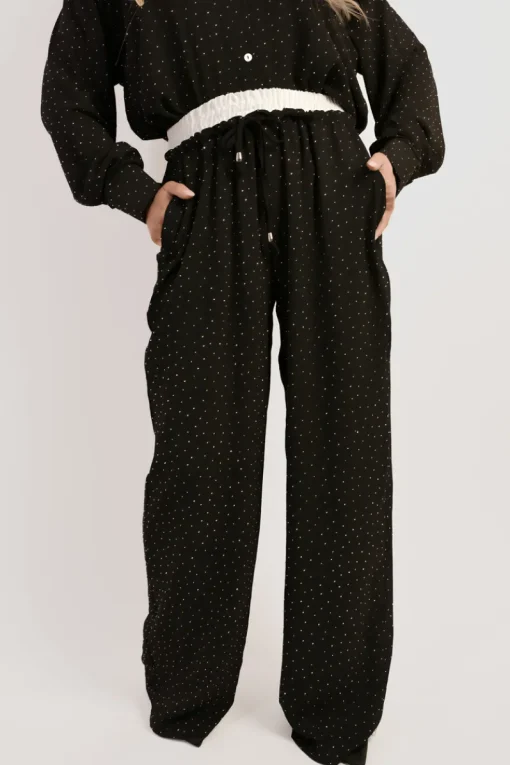 Black Nina Button Down Embellished Long Sleeve Top<IKRUSH Hot
