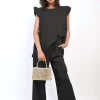 Black Nova Ruffle Trim Top and Wide Leg Trouser Co-ord Set<IKRUSH Hot