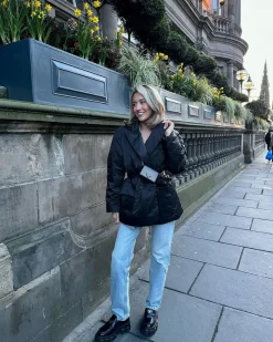 Black Penelope Oversized Belted Jacket<IKRUSH Online