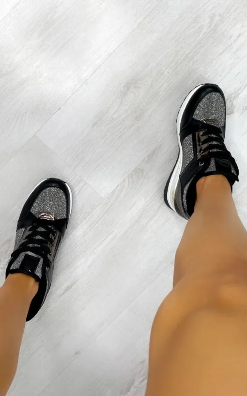 Black Pixie Lace Up Trainers<IKRUSH Outlet