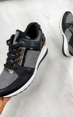 Black Pixie Lace Up Trainers<IKRUSH Outlet