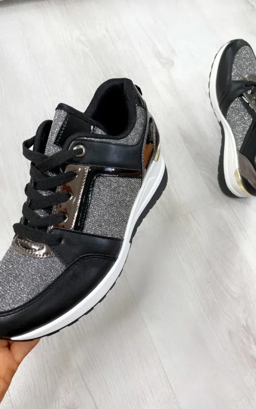 Black Pixie Lace Up Trainers<IKRUSH Outlet