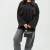 Black Remi Oversized Long Sleeve Sweatshirt Top<IKRUSH Clearance