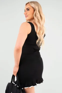 Black Ruby Contrast Flared Hem Sleeveless Summer Mini Dress<IKRUSH Best