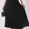 Black Sasha Belted Maxi Length Pleated Skirt<IKRUSH Sale