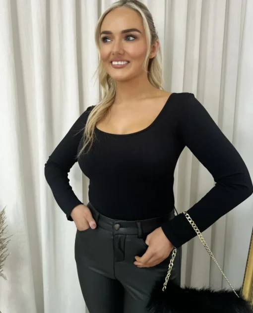 Black Scarlett Long Sleeve Bodysuit<IKRUSH Sale