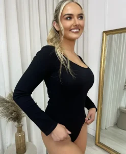 Black Scarlett Long Sleeve Bodysuit<IKRUSH Sale