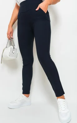 Black Selene Wide Waistband Trouser with Front Pockets<IKRUSH Discount