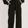 Black Serena Embellished Drawstring Wide Leg Trouser<IKRUSH Discount