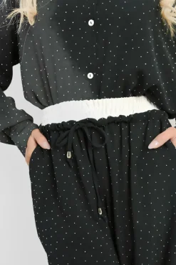 Black Serena Embellished Drawstring Wide Leg Trouser<IKRUSH Discount