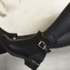 Black Sharon Zip Glittery Back Buckle Ankle Boots<IKRUSH New