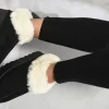 Black Shella Faux Fur Trim Platform Ankle Boots<IKRUSH Clearance