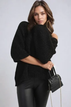 Black Shelly Oversized Knitted Top<IKRUSH Fashion