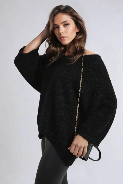 Black Shelly Oversized Knitted Top<IKRUSH Fashion