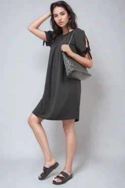 Black Tessa Knot Cuff Off Shoulder Mini Dress<IKRUSH Discount