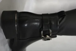 Black Valeria Buckle Side Zipper Closure Ankle Boots<IKRUSH Clearance
