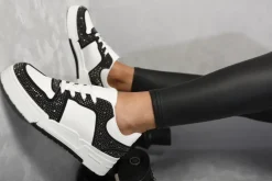 Black Valeria Sparkly Crystal Embellished Trainers<IKRUSH Discount