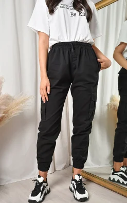 Black Xanthe Pocket Cargo Trousers<IKRUSH Online