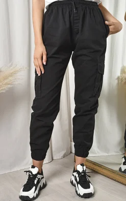 Black Xanthe Pocket Cargo Trousers<IKRUSH Online